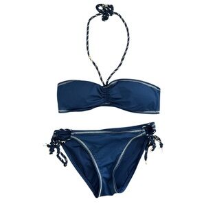 Y2K Juicy Couture Beach Royalty sexy skimpy navy & gold bikini S XS